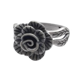 Rose Flower Ring Silver demo