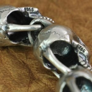 Silver Chain Skull Bracelet detail back view