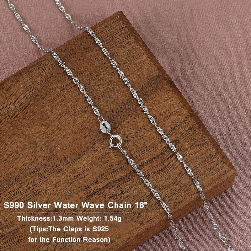 Silver Double Wave Link Necklace silver 16