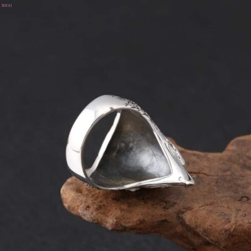 Silver Eagle Head Ring inner view