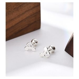 Silver Mickey Mouse Earrings face view