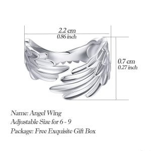 Sterling Silver Angel Wing Ring measures