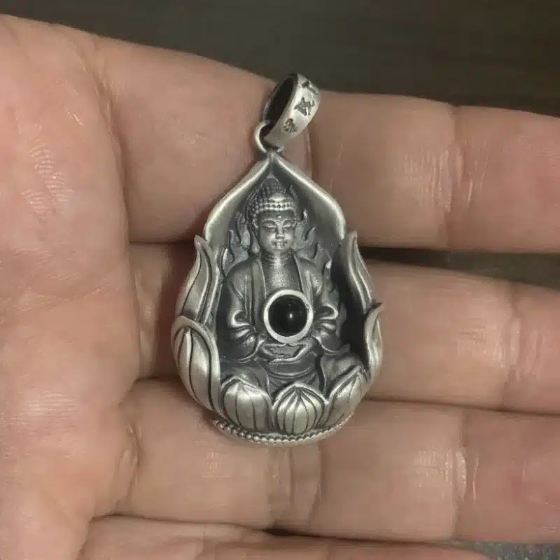 Sterling Silver Buddha Pendant holded