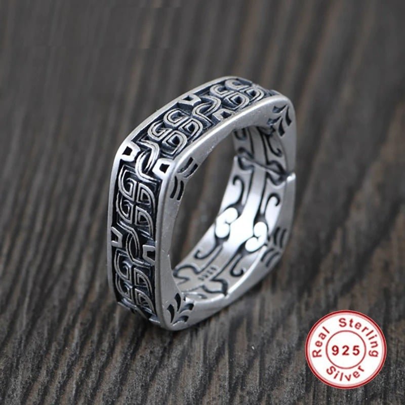 Sterling Silver Square Ring profile view