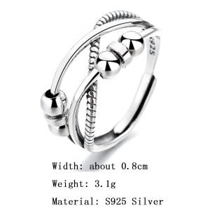 Anti Anxiety Ring Sterling Silver measure a