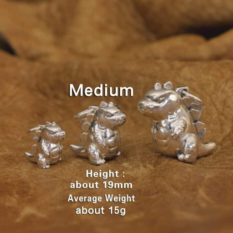 Dinosaur Pendant Silver medium measures