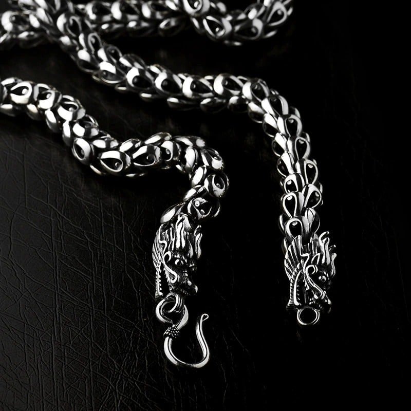 Dragon Necklace Sterling Silver dragon head clasp details