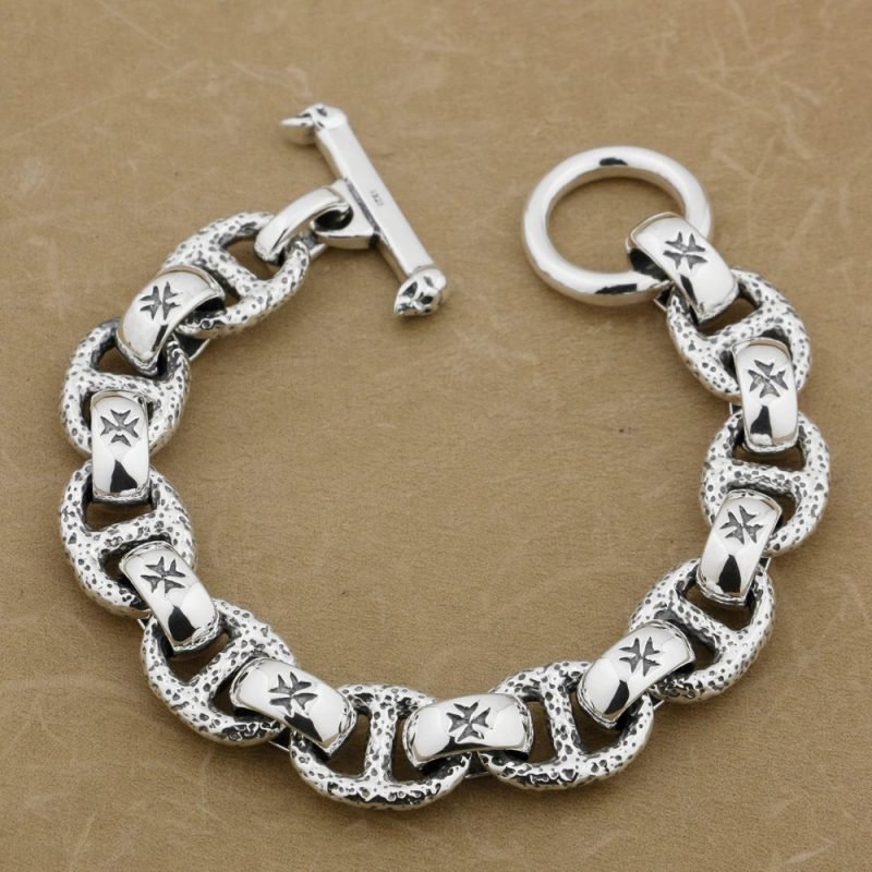 Engraved Sterling Silver Bracelet face view