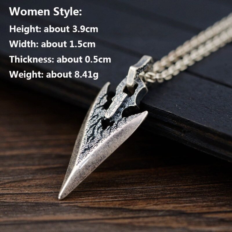 Silver Arrowhead Pendant women model