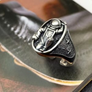 Silver Astronaut Ring details engraving