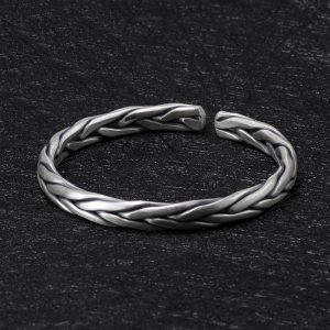 Silver Braided Bracelet face view