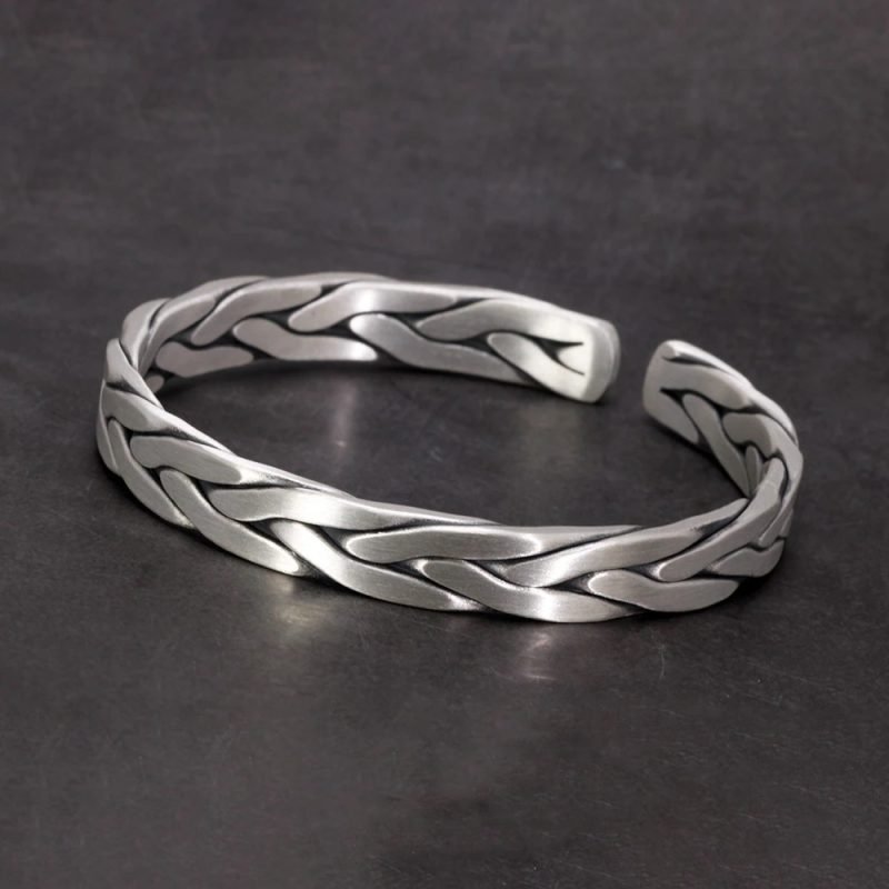 Silver Braided Bracelet up view