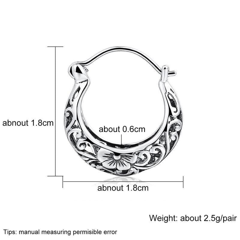 Silver Oval Hoop Earrings measures
