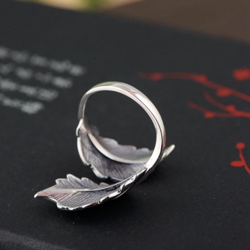 Silver Ring With Leaves inner view