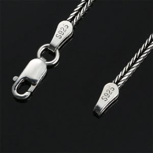 Sterling Silver Foxtail Chain details clasp