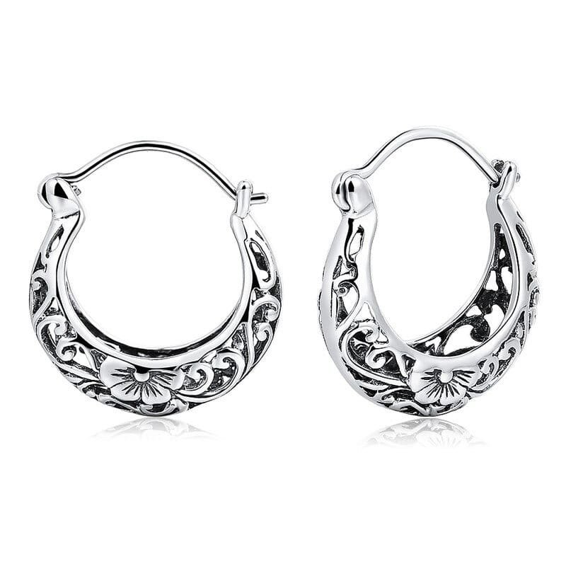 Sterling Silver Oval Hoop Earrings C