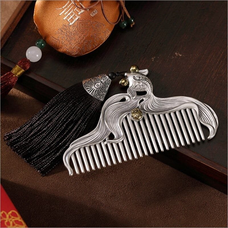 Hair Comb Silver face view