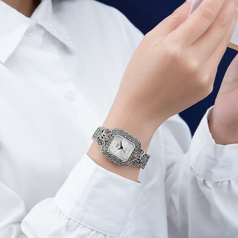 Luxury Silver Lady Watch on wrist
