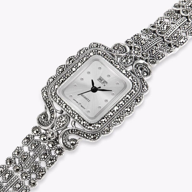 Luxury Silver Lady Watch white dial details