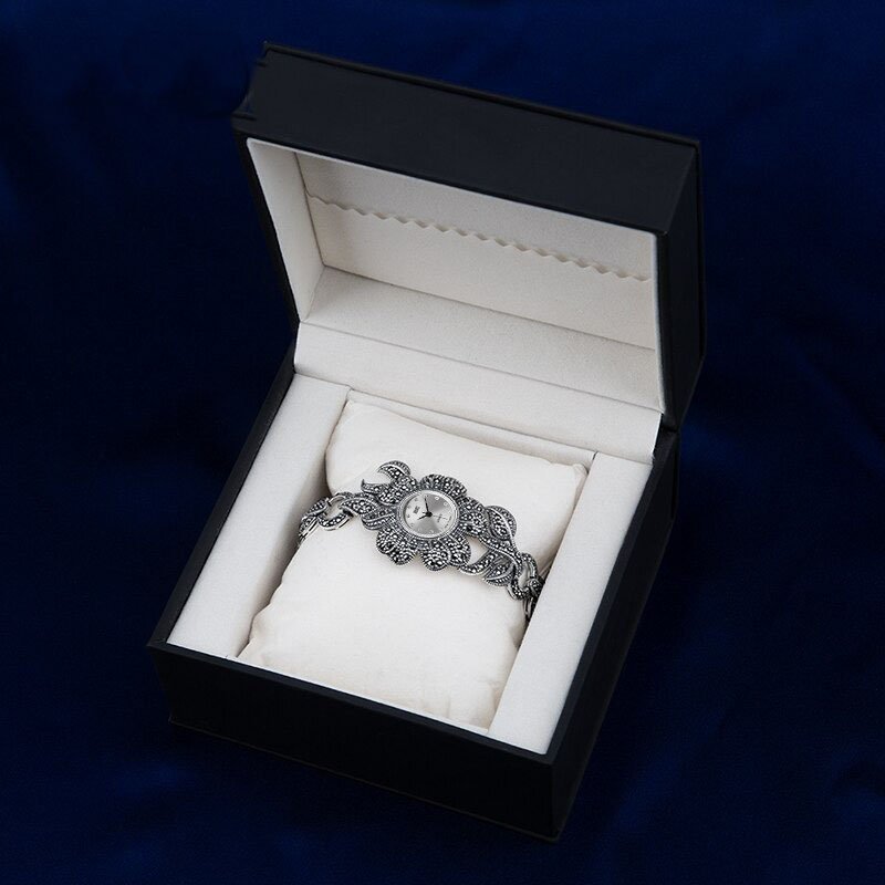Rose Flower Silver Watch in box