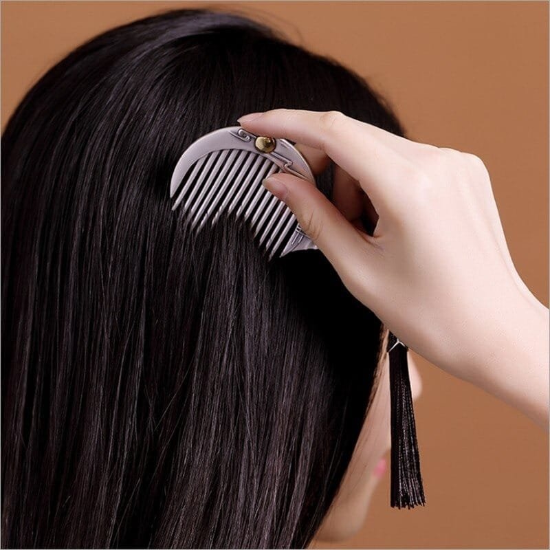 Silver Bridesmaid Hair Comb combing hair