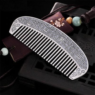 Silver Crystal Hair Comb face view