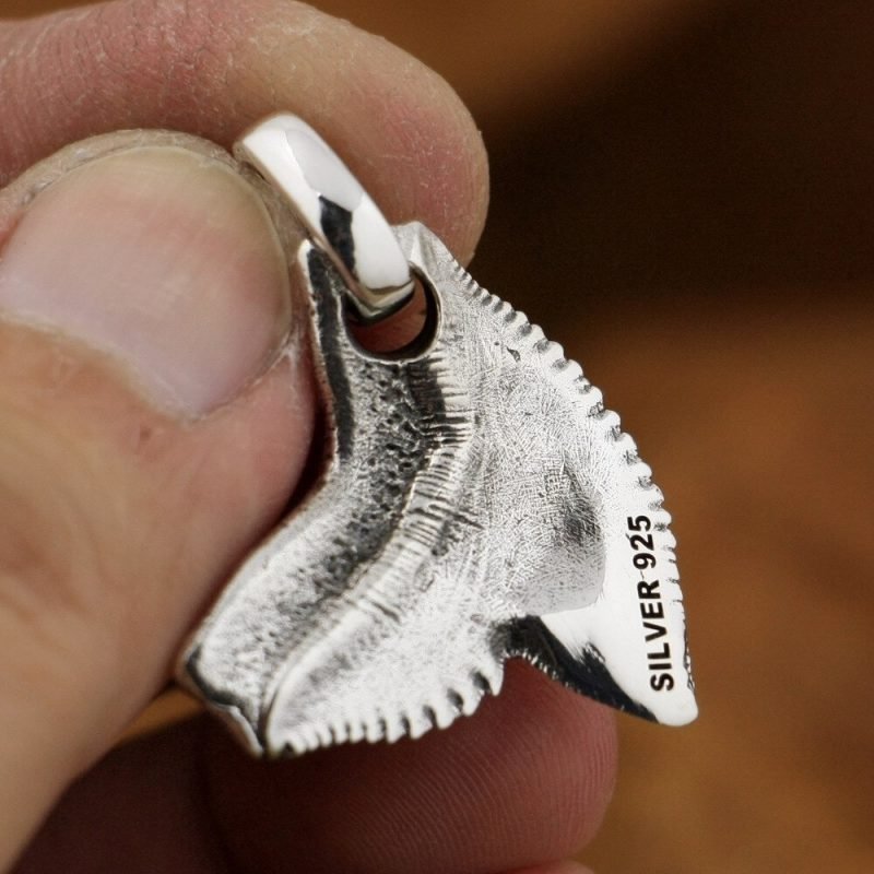Silver Shark Tooth Pendant holded 1