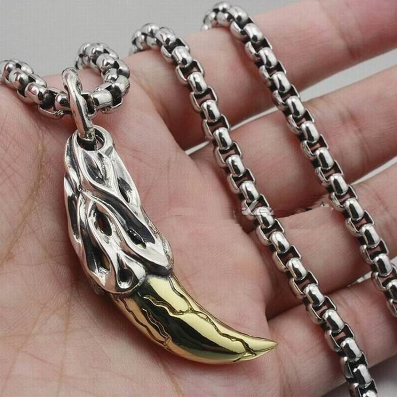 Silver Tiger Tooth Pendant with necklace