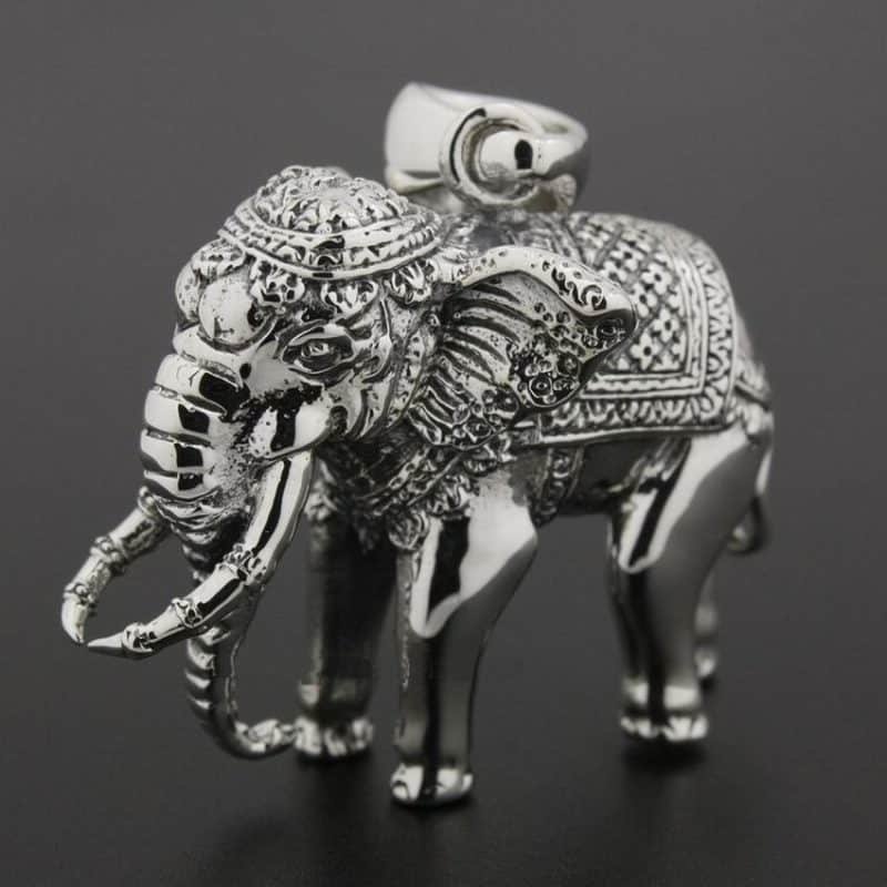 Sterling Silver Elephant Pendant side view