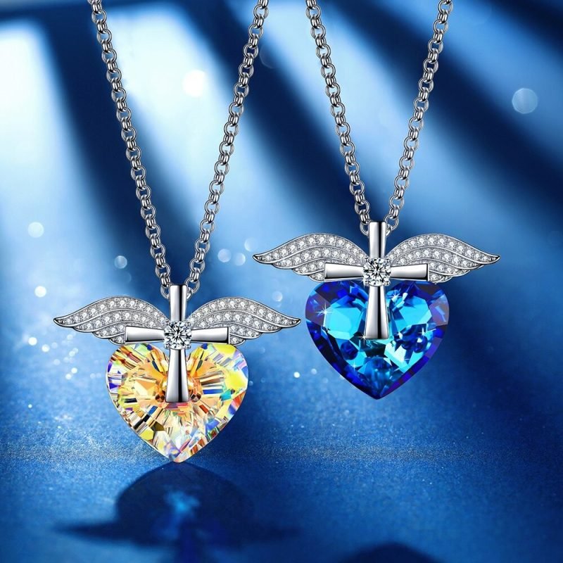 Blue Heart Crystal Necklace both color