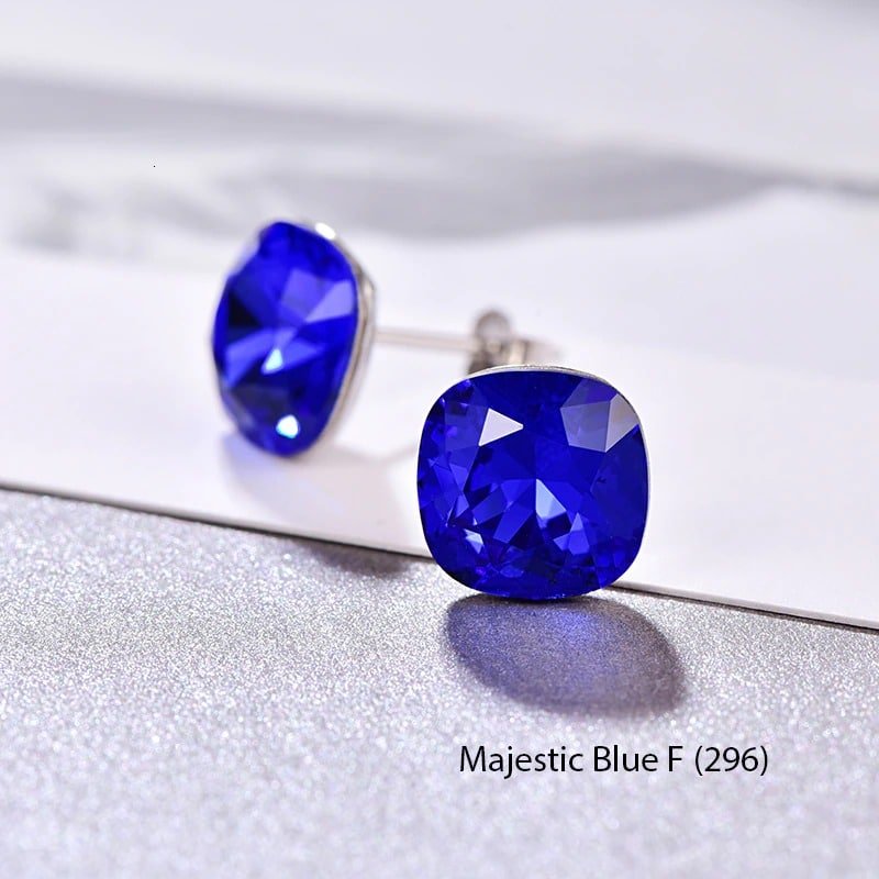 Crystal Stud Earrings Silver 296 majestic blue