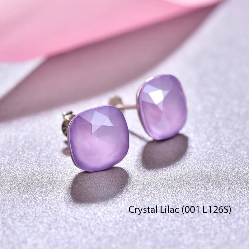 Crystal Stud Earrings Silver crystal lilac L126S