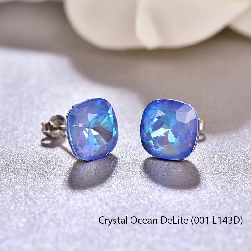 Crystal Stud Earrings Silver crystal ocean delite L143 D