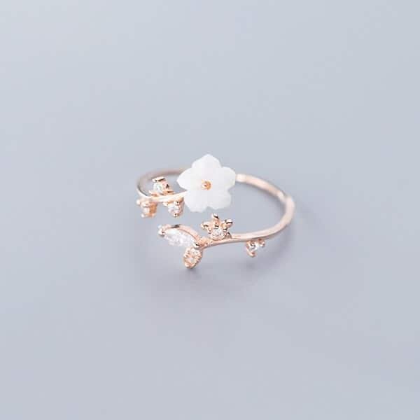 Flower Ring Design Silver Bloom Blossom rose face view