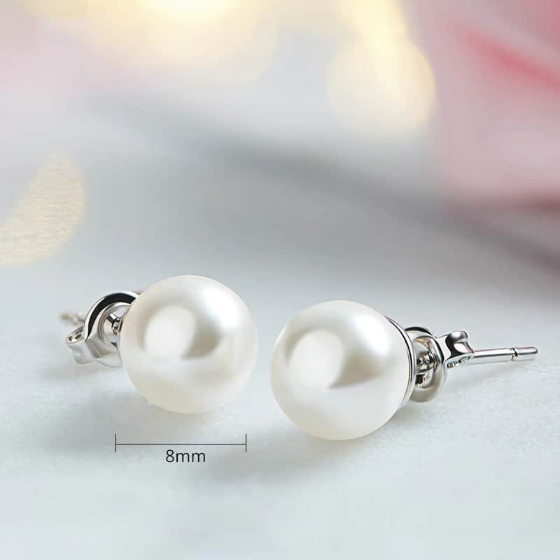 Freshwater Pearl Stud Earrings Silver with stud view