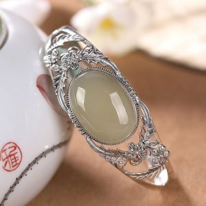 Jade And Silver Bracelet engraving details