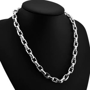 Large Link Chain Necklace Silver demo