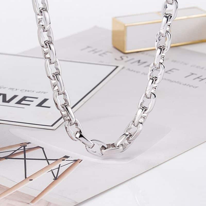 Large Link Chain Necklace Silver details link