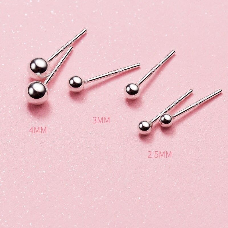 Silver Ball Stud Earrings measures