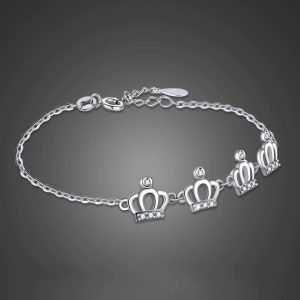 Silver Crown Bracelet face view