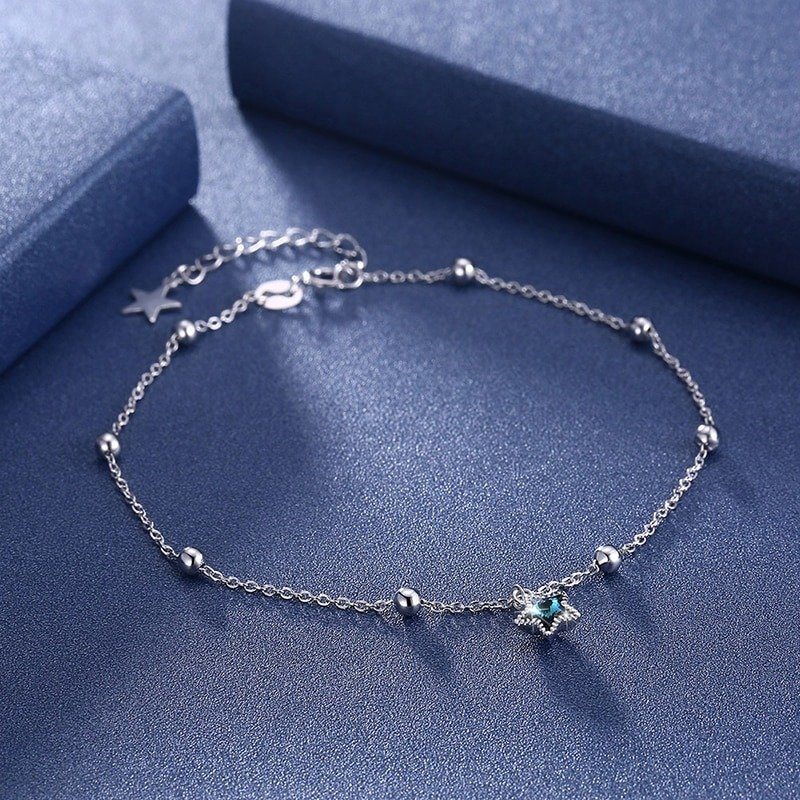 Silver Crystal Anklet face view