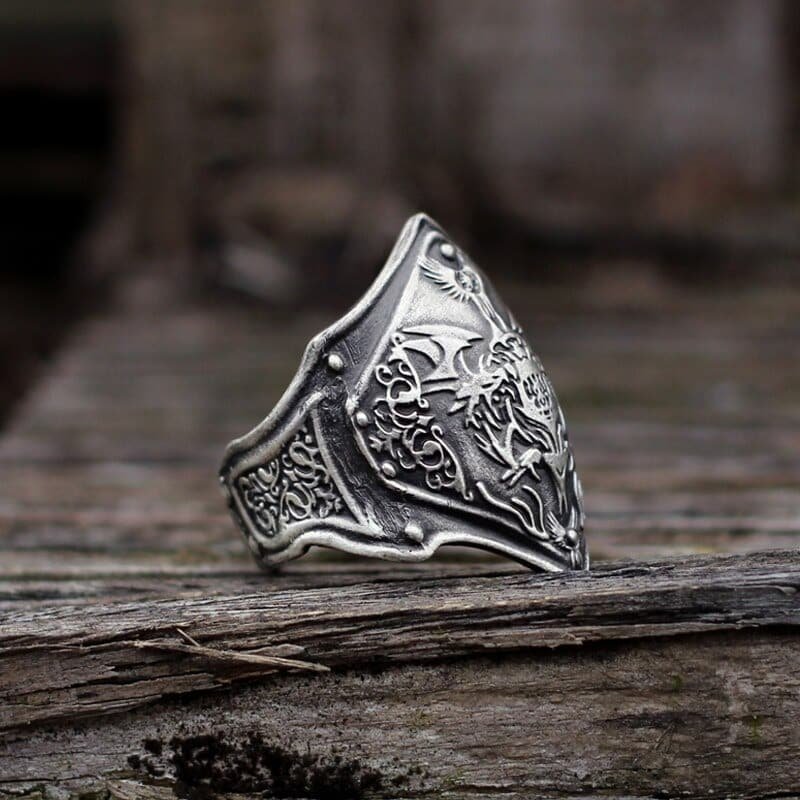 Silver Shield Ring profile view
