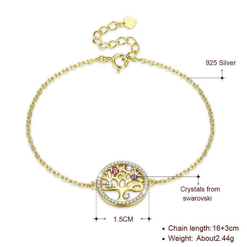 Silver Tree Of Life Bracelet With Crystals details