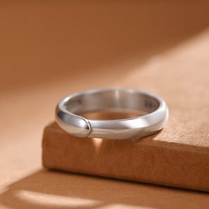 Simple Adjustable Silver Ring face view