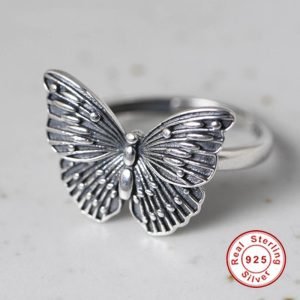 Sterling Silver Butterfly Ring face view