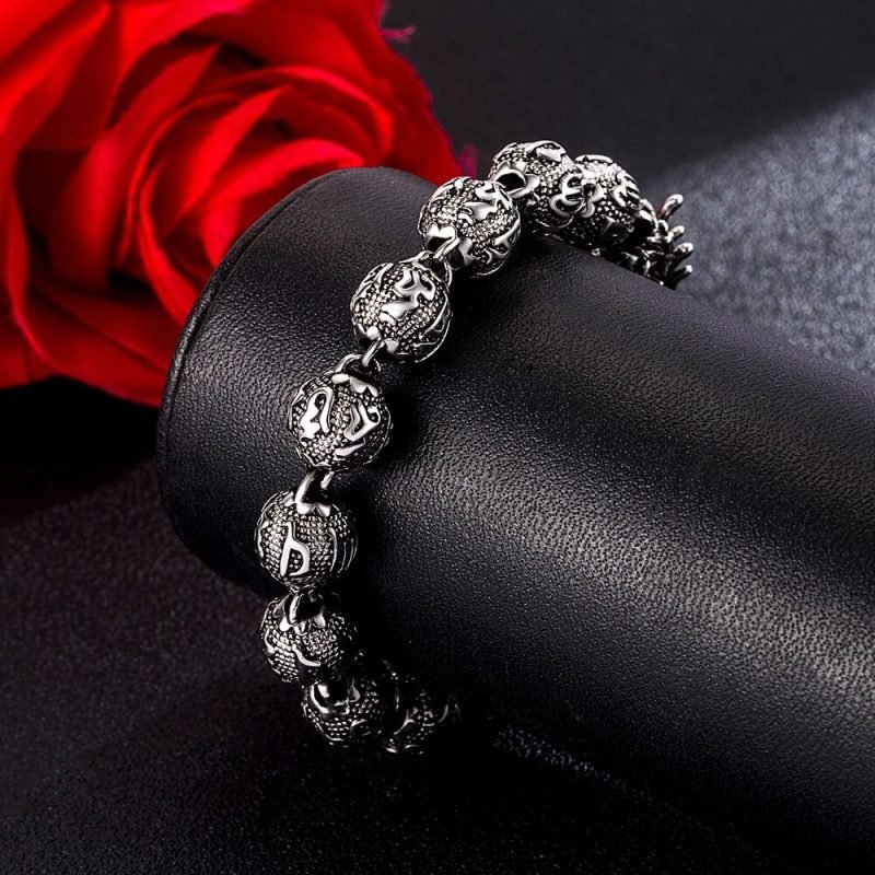 Sterling Silver Dragon Bracelet beads details