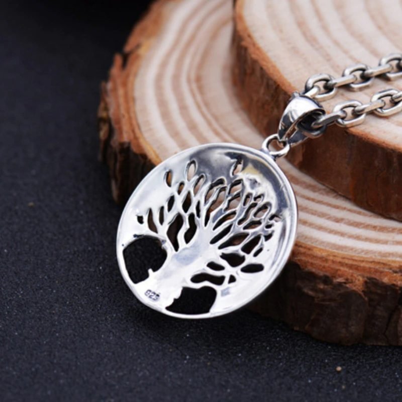 Tree Of Life Silver Pendant back view