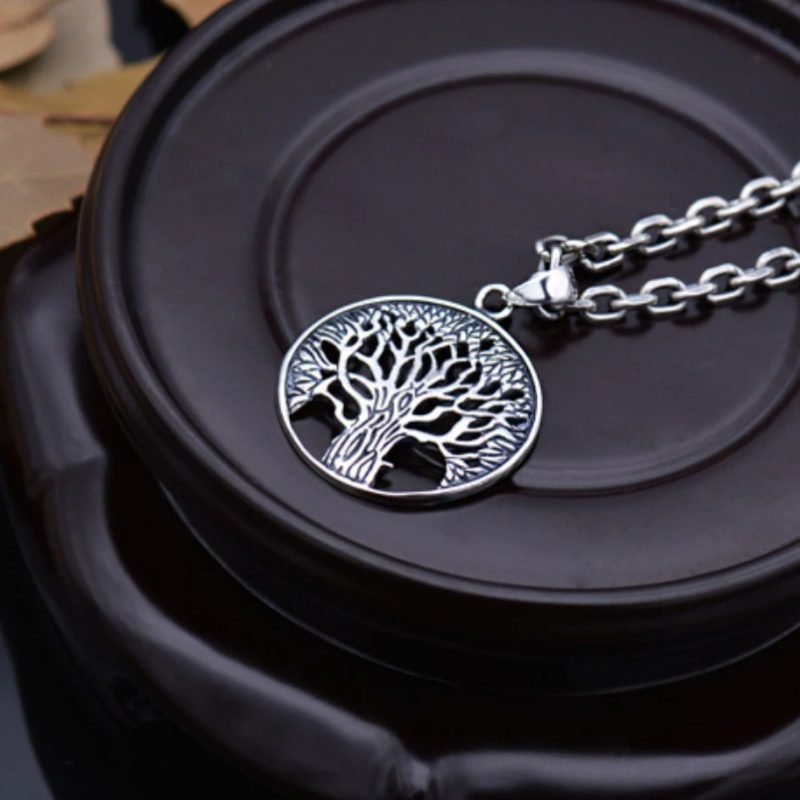 Tree Of Life Silver Pendant up view