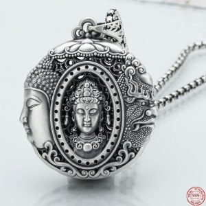 Good And Evil Buddha Pendant face view