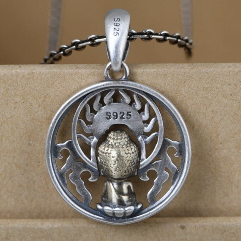 Silver Monk Pendant back view and stamp A
